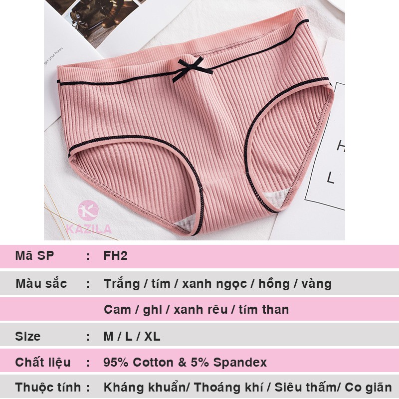 Quần lót nữ dễ thương gân tăm đính nơ, quần lót nữ cotton Kazila FH2 | BigBuy360 - bigbuy360.vn