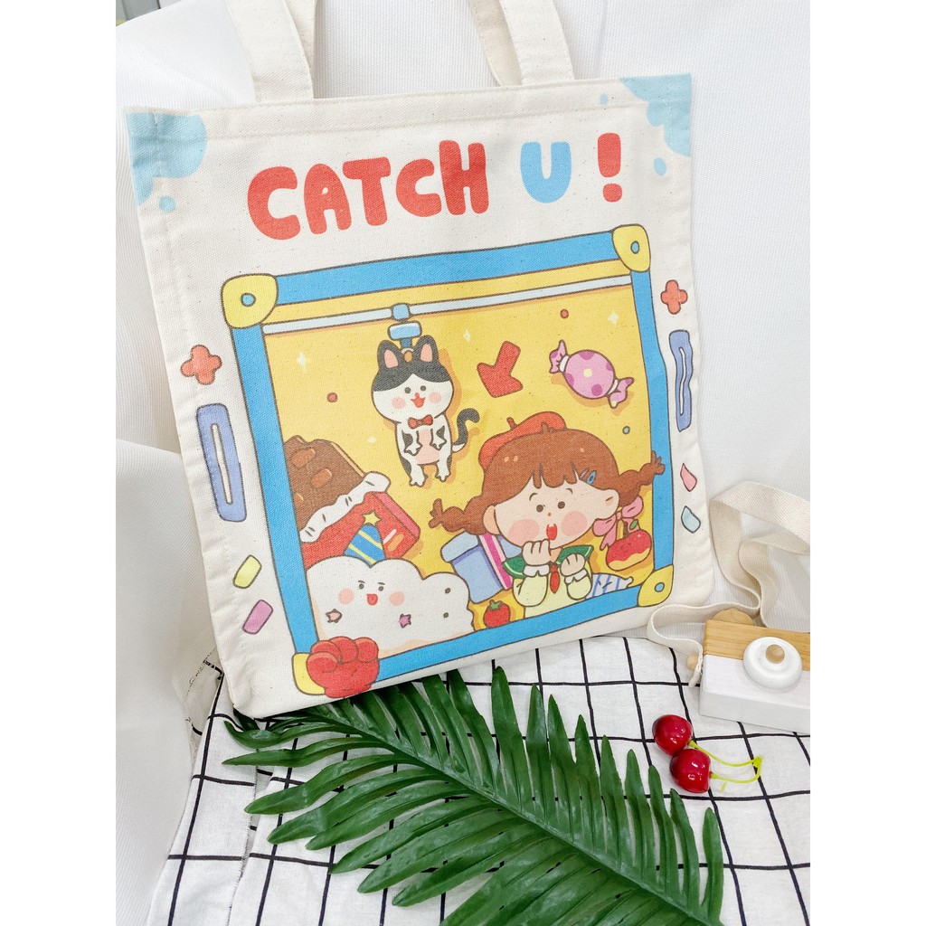 Túi Tote Túi Vải Leo Canvas Catch U Nhiều Màu