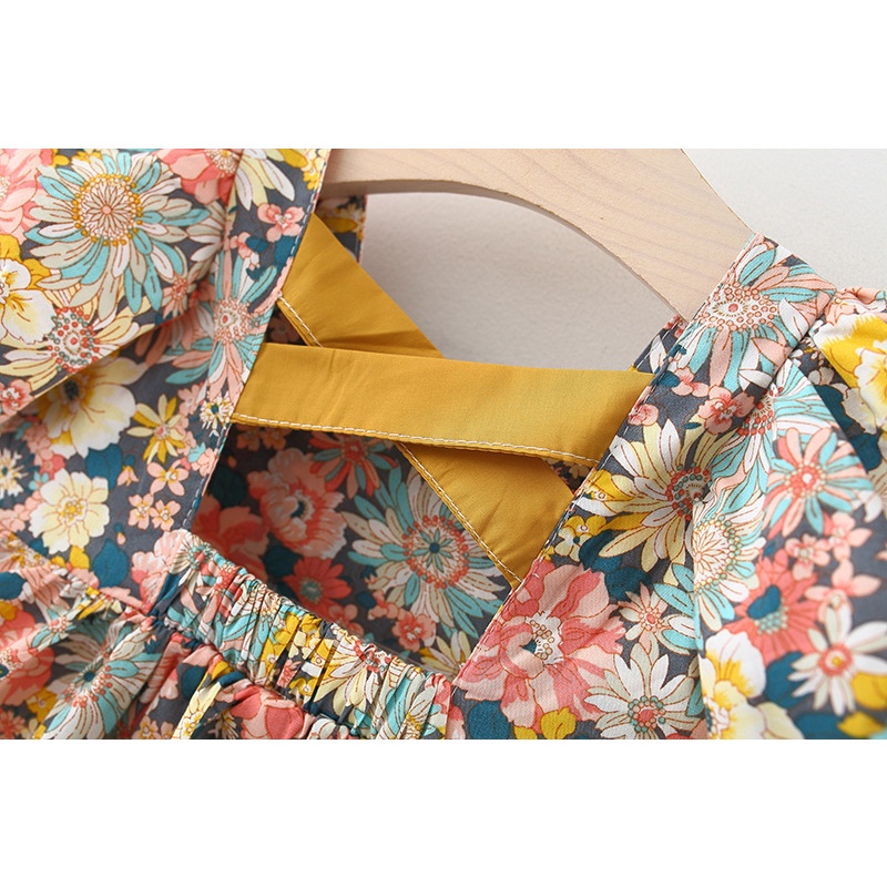 Váy bé gái LOBY thô lụa siêu mềm mát tay ngắn hoa lá V0401050 ( 8 tháng - 5 tuổi )