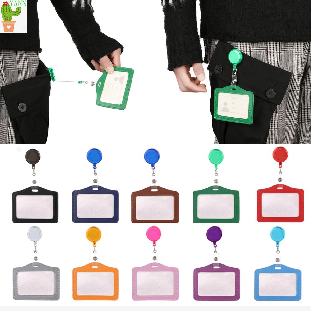 YANN 12 Colors Leather Worker Identity Tag Office Supplies Badge Case