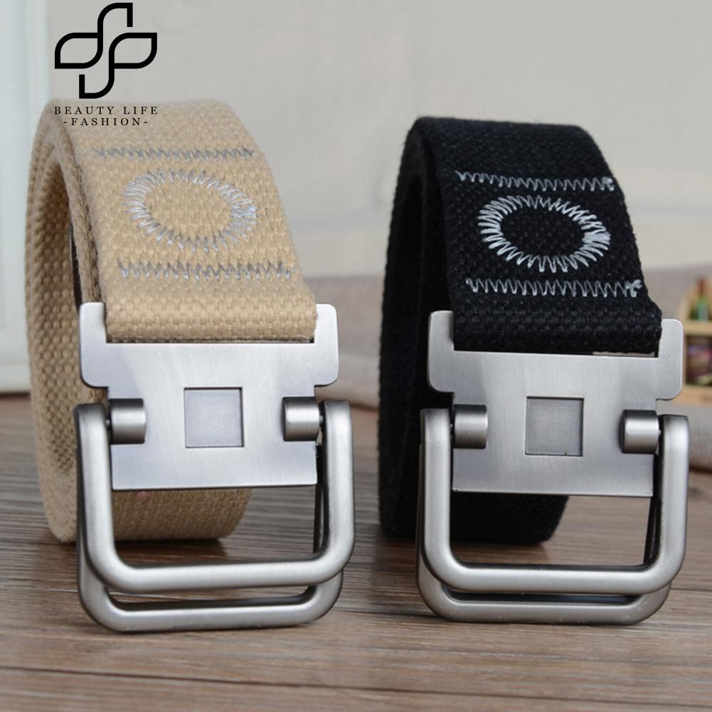 Thắt lưng vải canvas mặt khóa kim loại cho nam dài 120cm rộng 3.8cm
