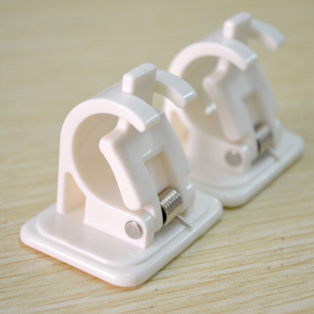 Set 2 kẹp nhựa cố định thanh treo rèm cửa tự dán tiện dụng