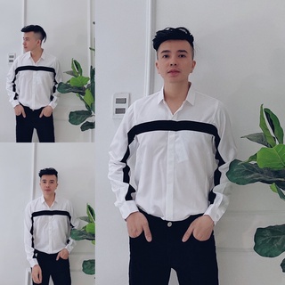 Sơ mi trắng viền đen