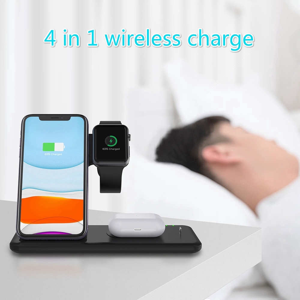 Đế Sạc Không Dây Đa Năng 4 Trong 1 Q20 15w Cho Iwatch Huawei Samsung