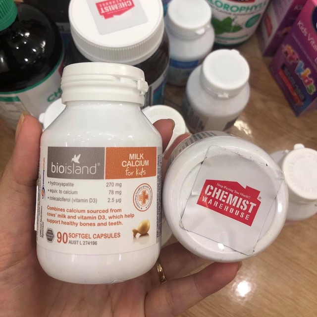 (Hàng tem chemist) Canxi milk (canxi sữa) Bioisland cho bé từ 6 tháng trở lên