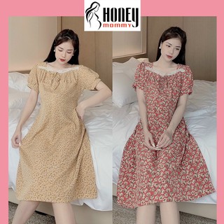 Đầm Bầu Váy Bầu Hoa Nhí Cổ Vuông Tay Bồng Mùa Hè Xinh Xắn Đi Chơi Dự Tiệc HD2850 Honey Mommy