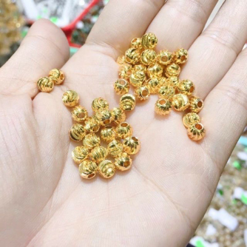 Bi Vàng - Bạc Xâu Vòng - Bi Khía mix Vòng Tay Nam Nữ chống rỉ han