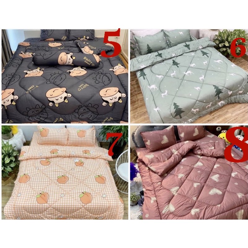 Trọn bộ chăn phao ga gối 5 món dầy đẹp poly cao cấp Boss Decor