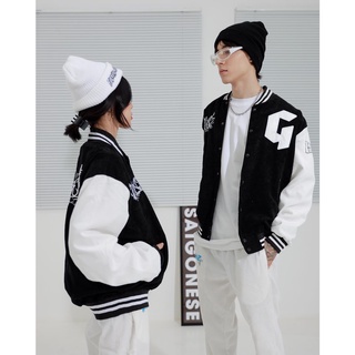 [HipHop] Áo Khóac Form Rộng Nhung Tăm Jacket Varsity Gonz V3