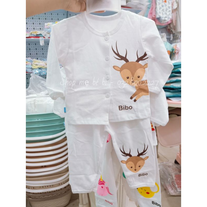 Bộ tay dài bi bo kim thu màu trắng cho bé 3-10kg