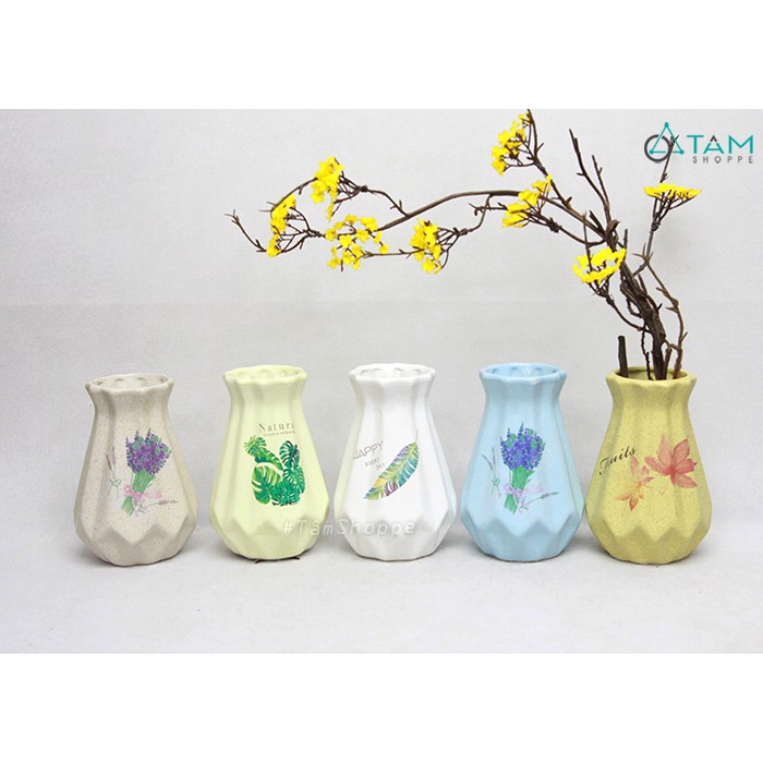 Bình hoa gốm hoạ tiết Vintage kim cương miệng loe CE-BG-08