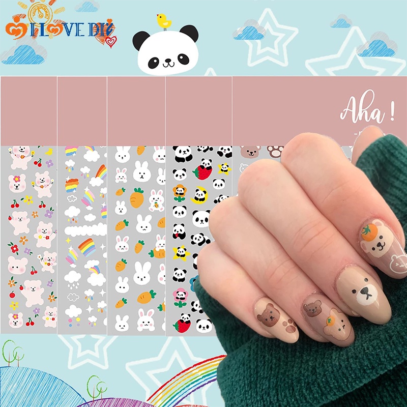 Miếng Dán Trang Trí Móng Tay Chống Thấm Nước Họa Tiết Hoạt Hình Đáng Yêu