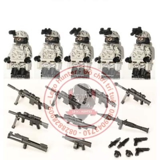 Xếp Hình Army Minifigures Biệt đội Snow Leopart 5 mô hình lắp ráp lính đặc nhiệm báo tuyết trang bị hiện đại