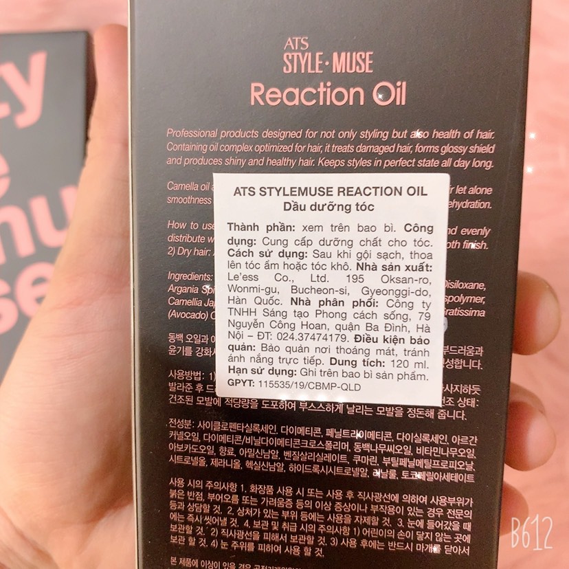 [MẪU MỚI] DẦU DƯỠNG TÓC ATS STYLEMUSE REACTION OIL 120ML (CHÍNH HÃNG)