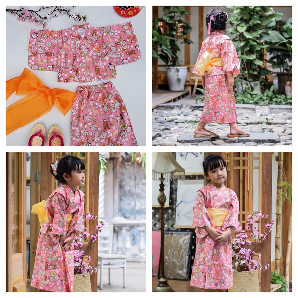 Kimono Trẻ Em Cam Cáo Gấu Khúc Gỗ KI05