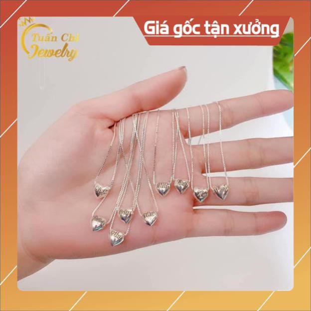 Dây Chuyền Bạc ⚡SALE SỐC⚡ Vòng Cổ Bạc Nữ Mặt Trái Tim Khắc Tên Ý Nghĩa Free Ship Toan quoc