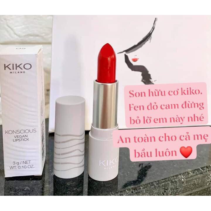 Son hữu cơ Kiko Konscious vegan 04 đỏ thuần/ 05 - đỏ cam