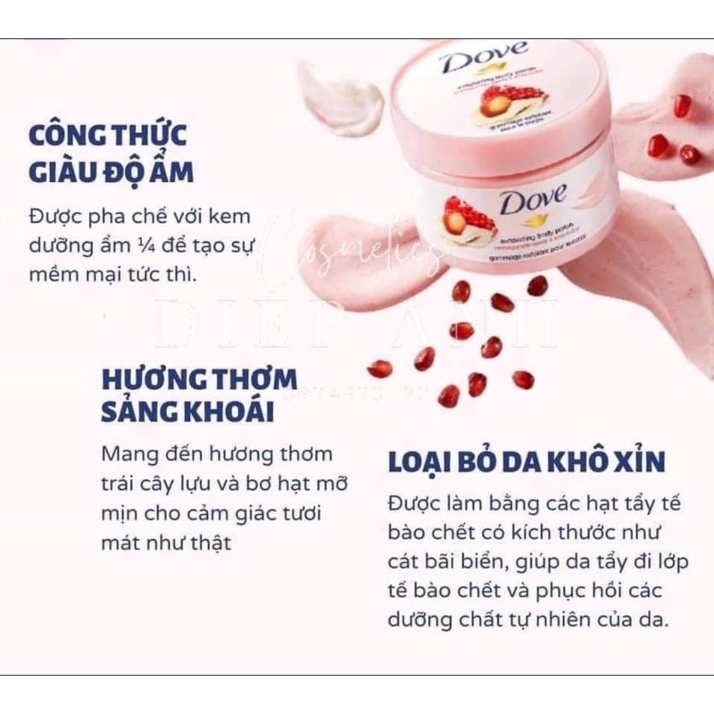 Tẩy tế bào chết Dove bản Đức và Mỹ Chính hãng (video chính chủ)