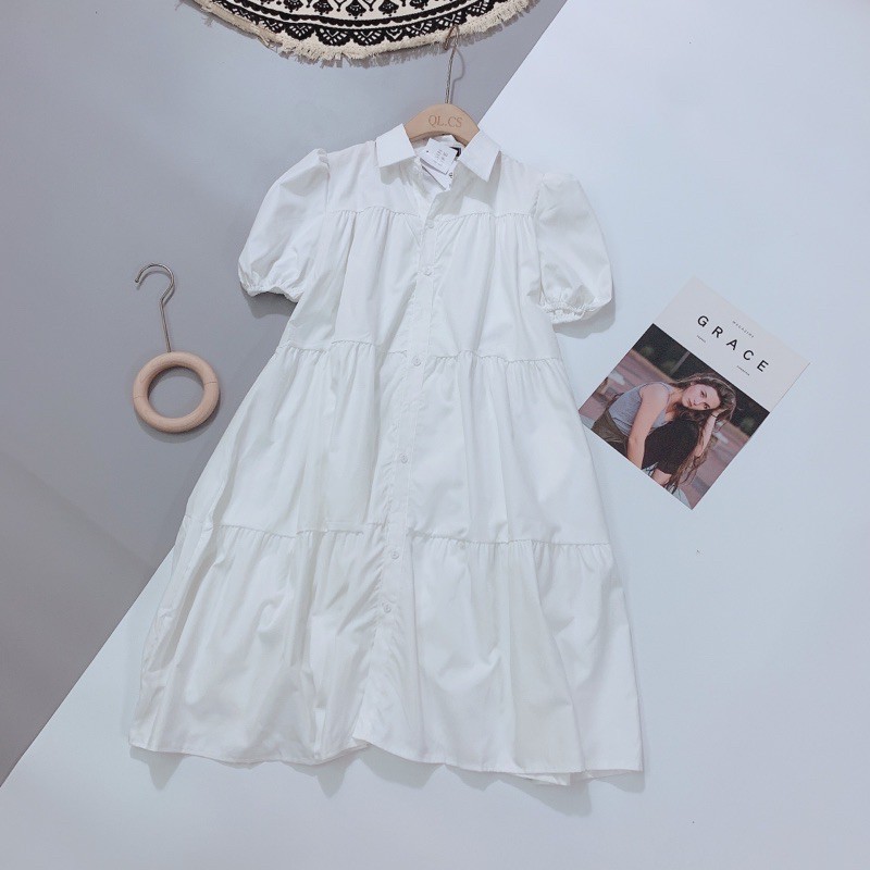 [ Mã WASTRUN4 giảm 10% tối đa 30K đơn 99K] VNU003 - VÁY BABYDOLL CỔ ĐỨC TAY BỒNG CHO NỮ