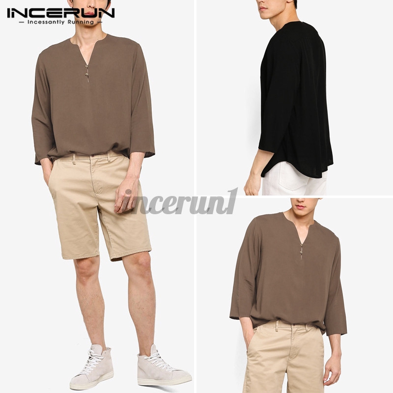 Áo Thun INCERUN Tay Lỡ Cổ Chữ V Thời Trang Nam | BigBuy360 - bigbuy360.vn