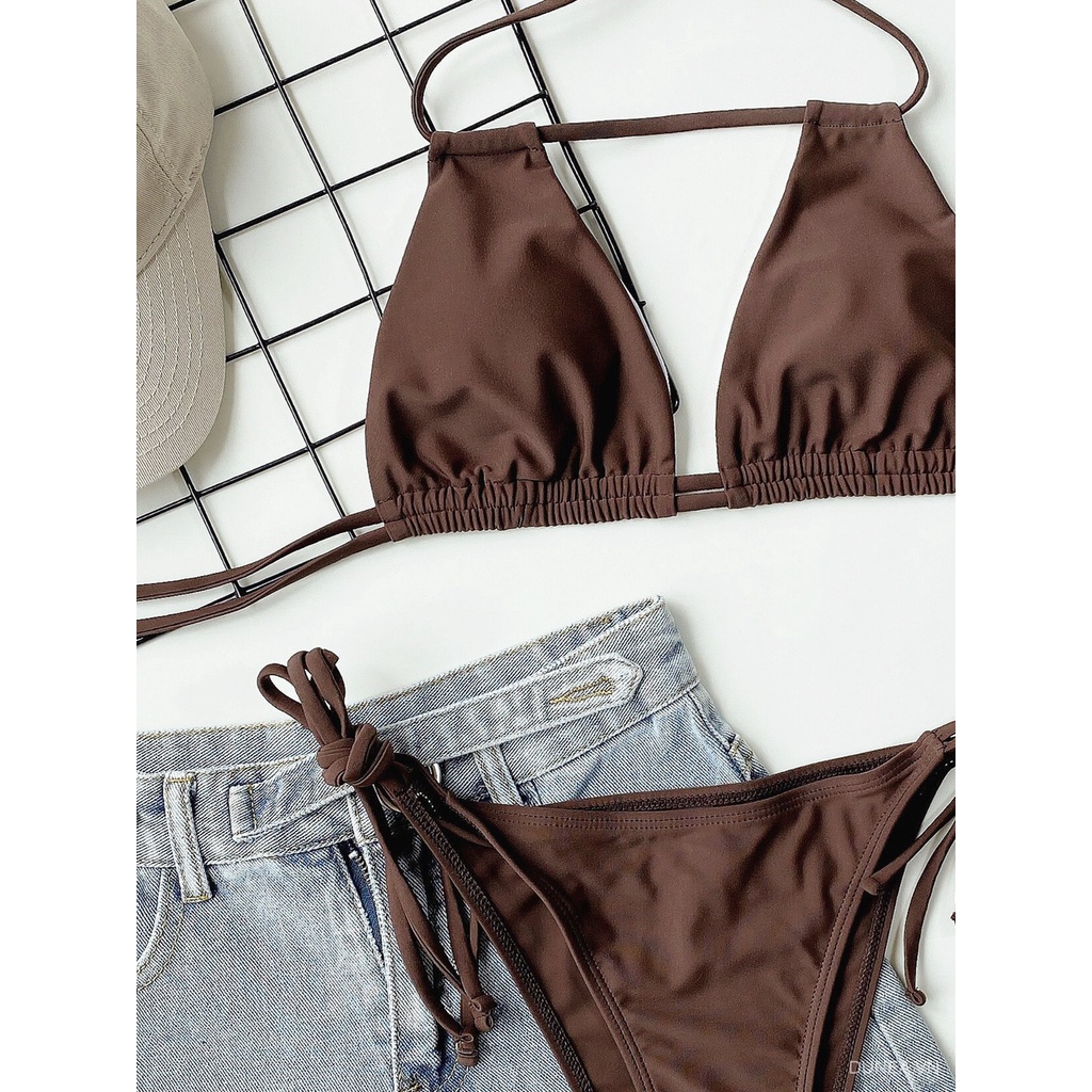 DUNEA Bộ Bikini 2 Mảnh Màu Trơn Thiết Kế Nâng Ngực Quyến Rũ Cho Nữ