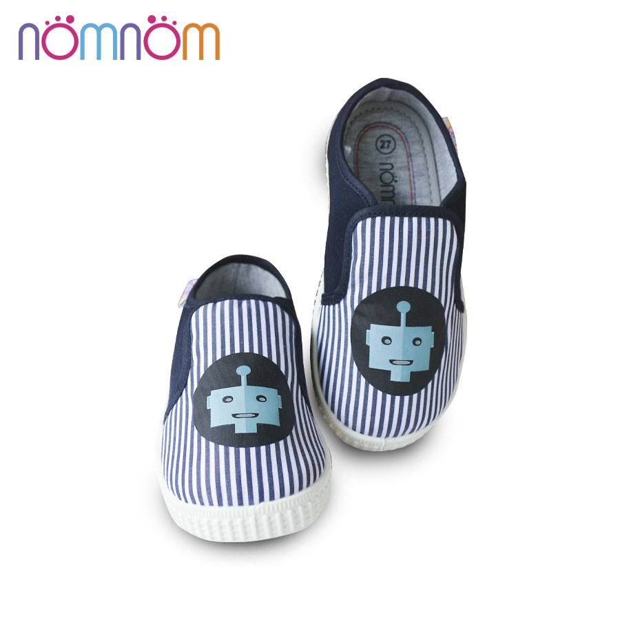 Giày slipon bé trai nomnom EPB1934 kẻ xanh