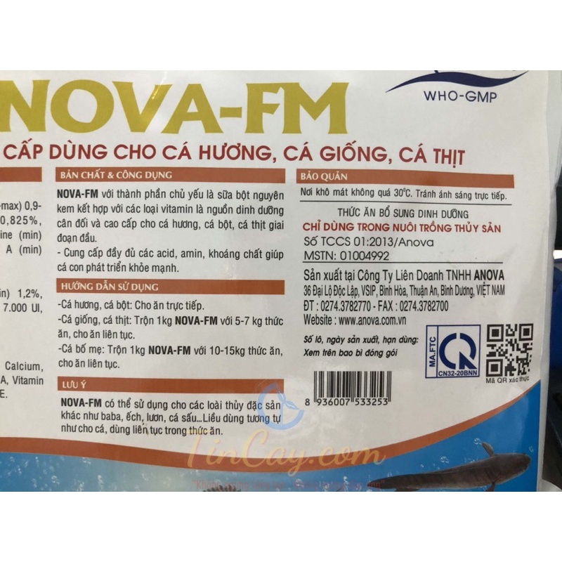 Nova FM Sữa Bột Cao Cấp Dùng Cho Cá Hương, Cá Giống, Cá Thịt