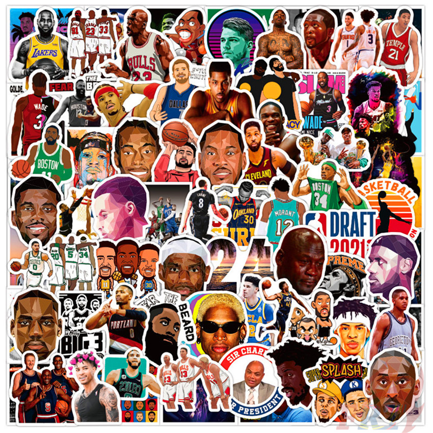 100Pcs/Set ❉ NBA Superstar Mixed Basketball Star Series B Mixed Sports Stickers ❉ Professional Basketball Player DIY Fashion Mixed Waterproof Doodle Decals Stickers