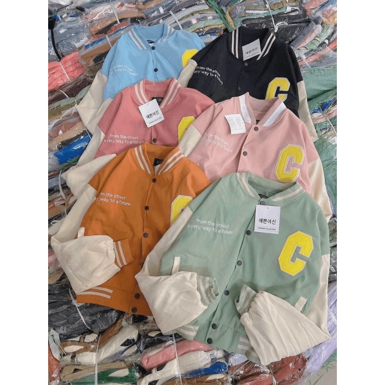 (FREE SHIP) ÁO KHOÁC NỮ PHONG CÁCH BOMBER CROPTOP THÊU HỌA TIẾT CHỮ C ĐẸP TINH KHÔI SHOP VLTN