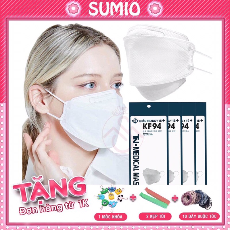 Khẩu trang KF94 3D khẩu trang y tế kháng khuẩn 4 lớp Sumio_offical thiết kế hàn quốc dày dặn chống khói bụi vi khuẩn