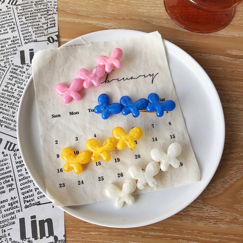 Kẹp Tóc Kim Loại Màu Kẹo Ngọt Hình Bướm Dễ Thương Cho Nữ