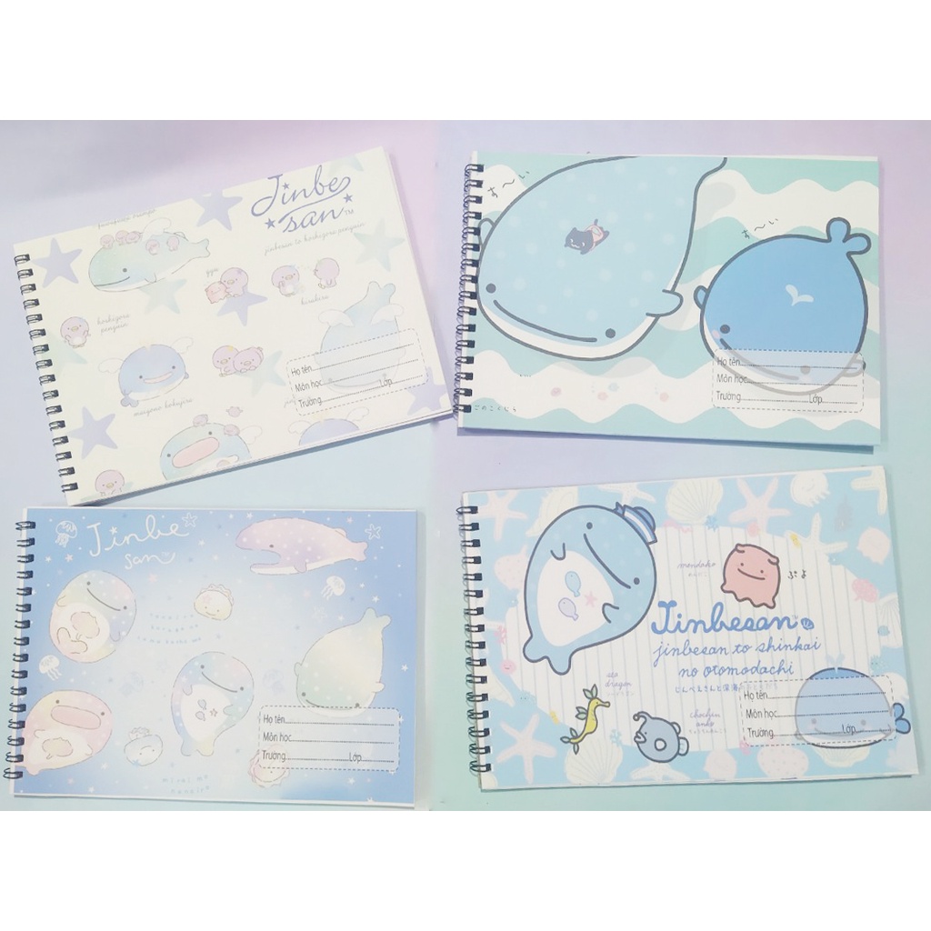 Vở vẽ cá voi jinbeisan lò xo A5 VV5I17 20 tờ cá mập hojiro thần tượng kpop hoạt hình cute dễ thương
