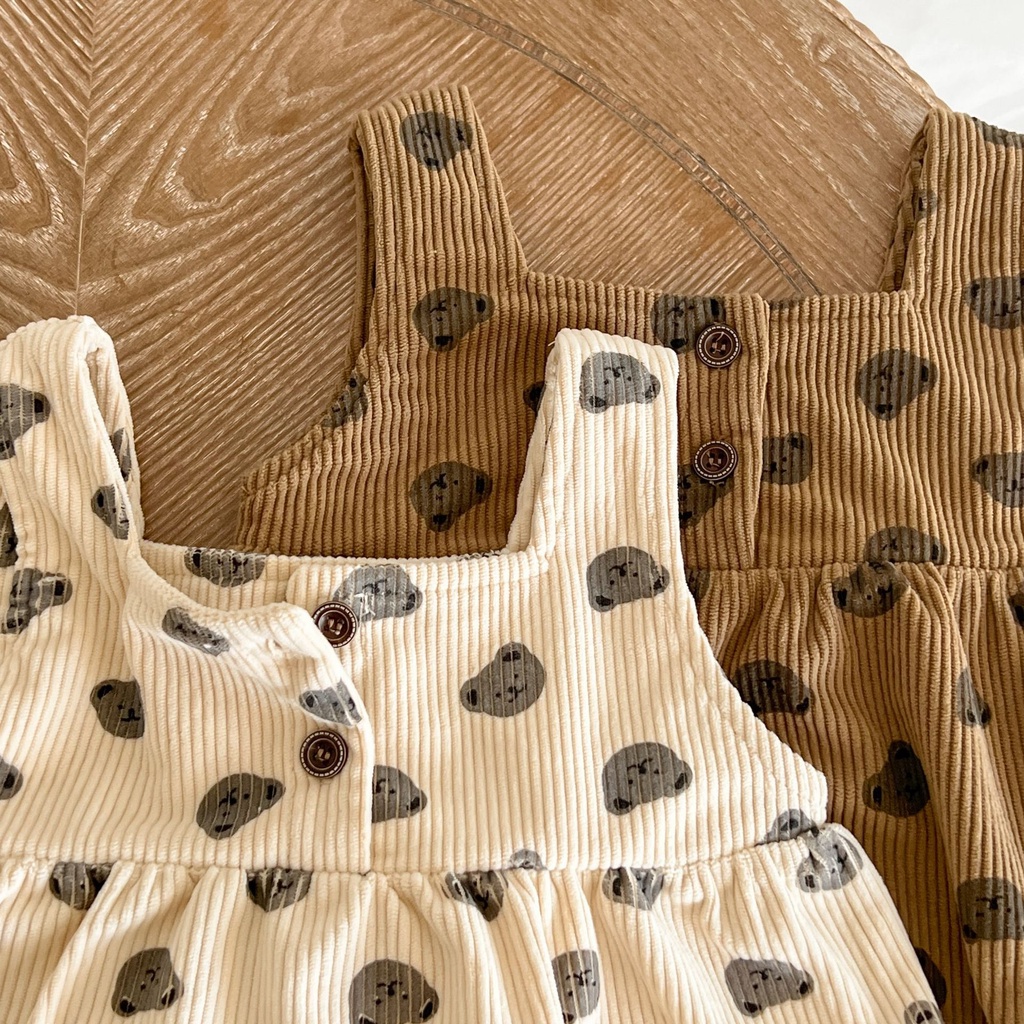 Bộ Áo Liền Quần Bằng Cotton In Họa Tiết Chú Gấu Dễ Thương Cho Bé Sơ Sinh 2339