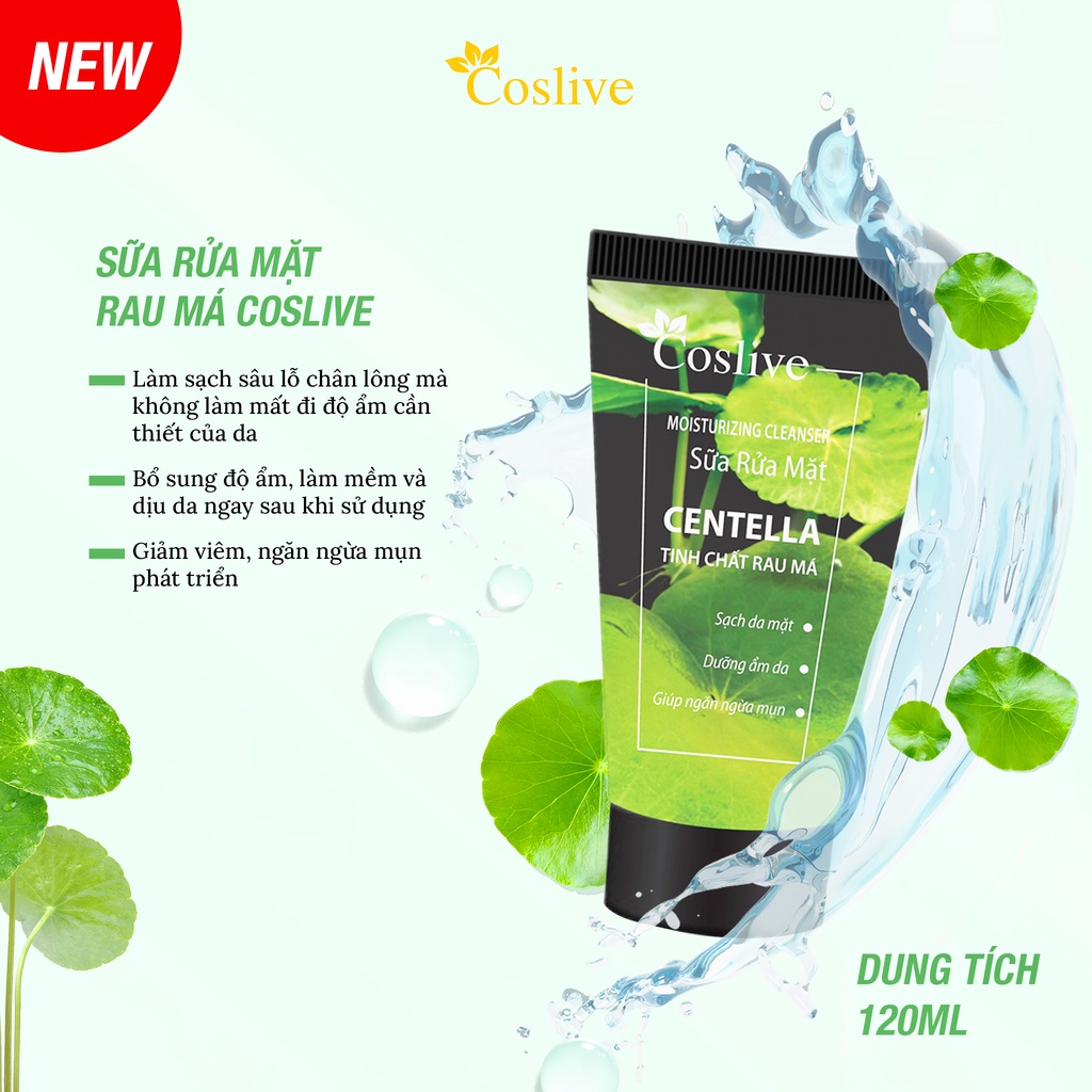 Sữa Rửa Mặt Rau Má Coslive 120ml
