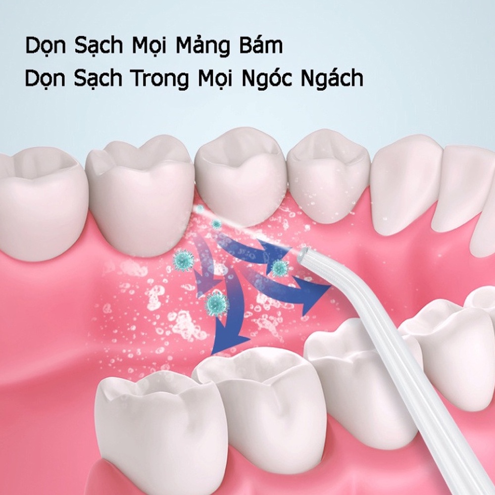 Máy tăm nước 3 chế độ cầm tay tùy chỉnh vệ sinh răng miệng làm sạch kẽ hiệu quả chống thấm nước tặng kèm 4 đầu