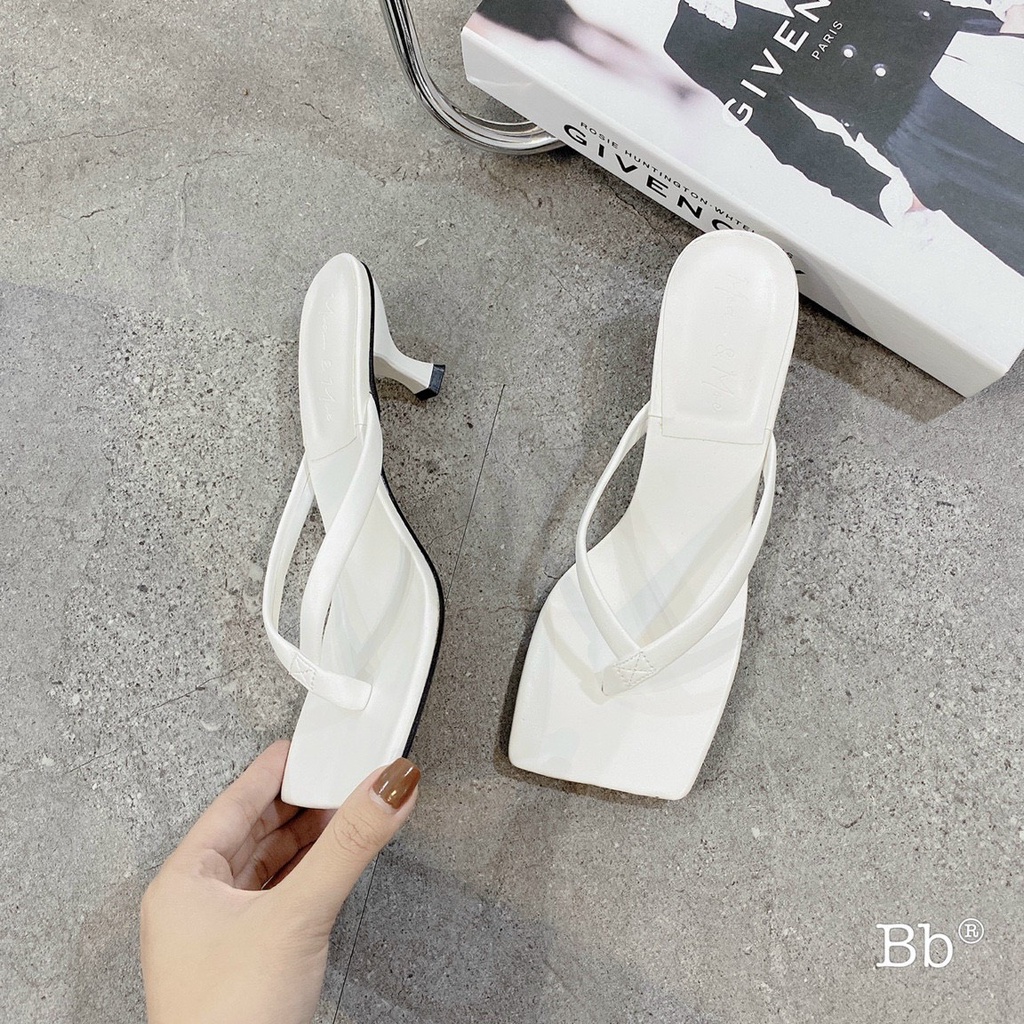 Dép xỏ ngón nữ mũi vuông gót nhọn 3cm mẫu TH385 - kachihouse