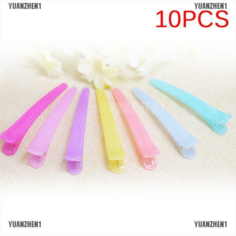 [YUANZHEN1] Set 10 Kẹp Tóc Cá Sấu Bằng Nhựa Màu Hỗn Hợp