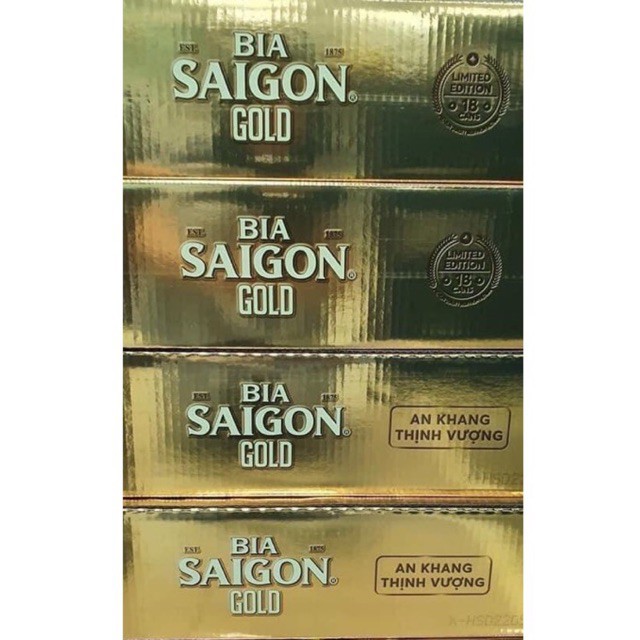 Bia Sài Gòn Gold - thùng 18 lon cao