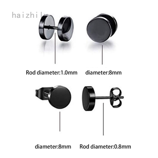 Set 6 Đôi Khuyên Tai Tròn Màu Đen Bằng Thép Không Gỉ Thời Trang Cho Nam