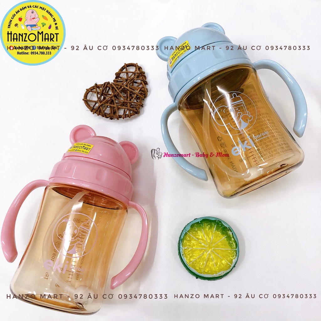 Bình uống nước cho bé cốc tập hút Eki Hàn Quốc 280ml (tặng ống thay thế)