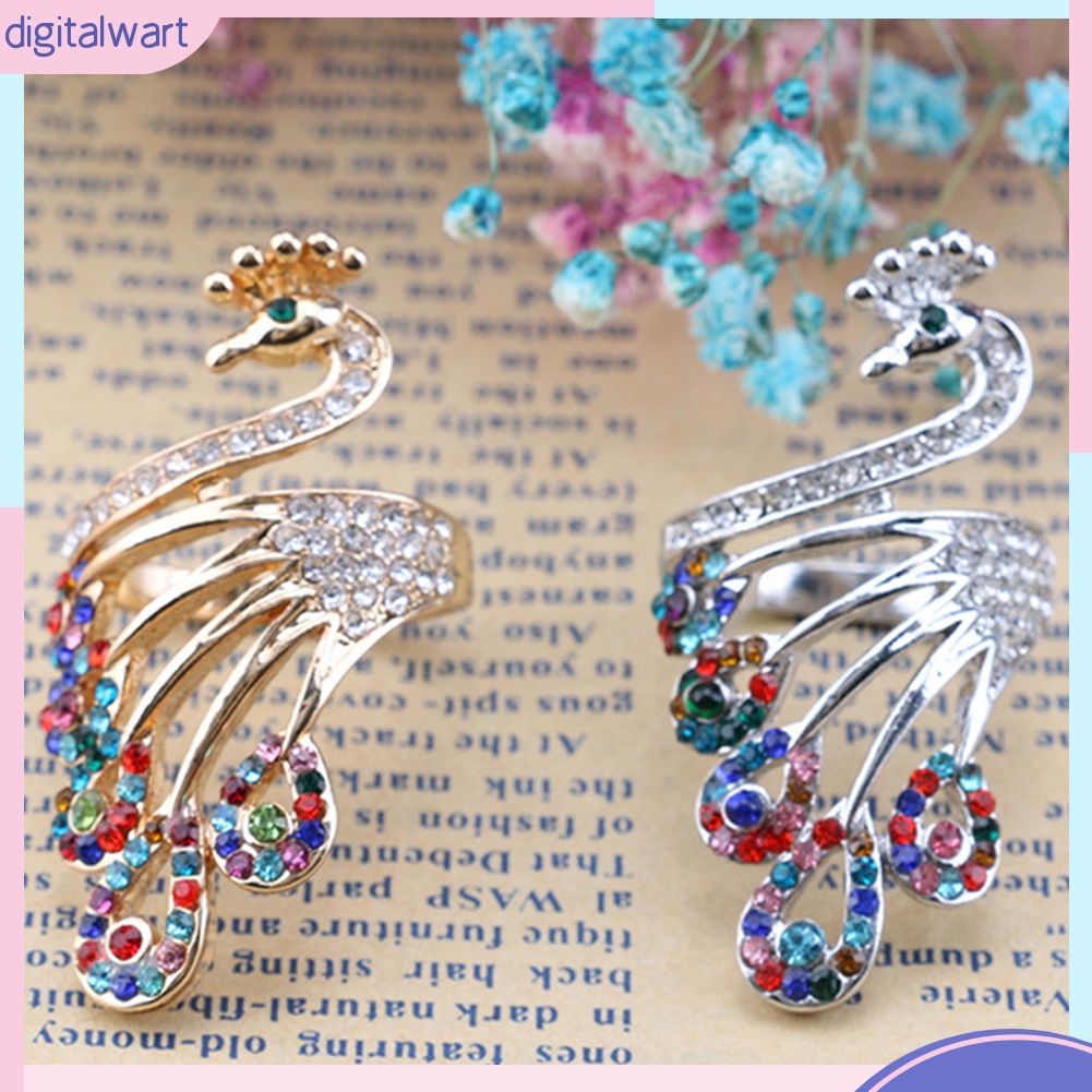 Nhẫn Hình Chim Công Đính Đá Phong Cách Cổ Điển Thanh Lịch Dành Cho Nữ