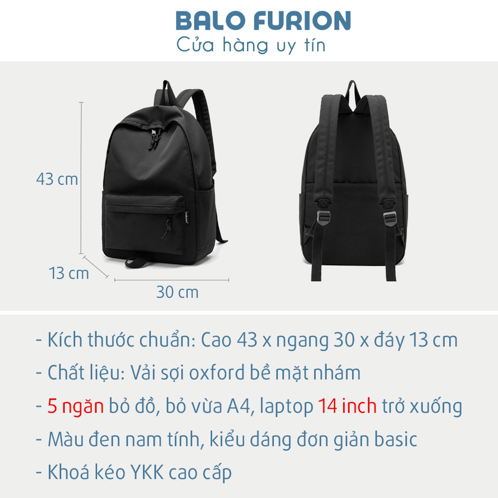 Balo Đi Học Nam Cao Cấp Basic ES 2023 Màu Đen Kiểu Dáng Đơn Giản