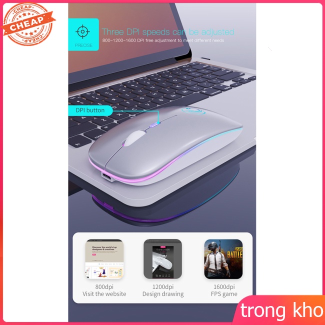 Chuột không dây kết nối Bluetooth có đèn LED cho laptop PC