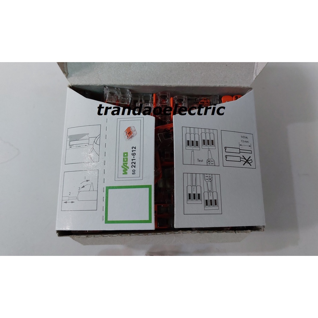 Đầu nối dây điện 2 dây 6.0mm2 41A WAGO COMPACT 221-612