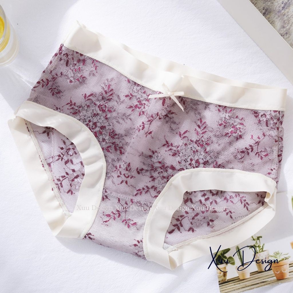 Quần lót nữ ren sexy Wexuu Design, Quần lót ren hoa nhí sexy cao cấp viền su mềm mại thoáng khí - QC56