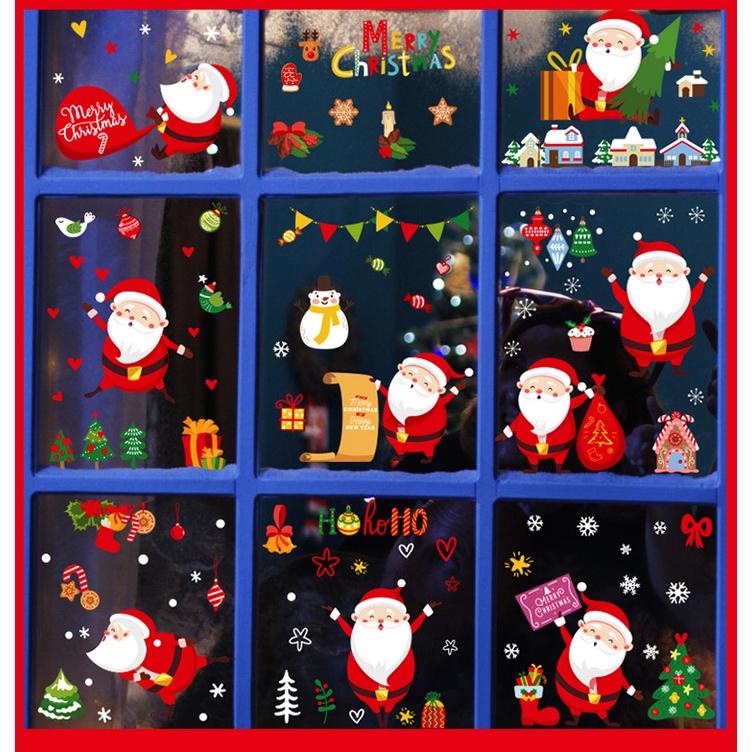 Decal dán tường Noel Hít Tĩnh Điện không Dơ Kính - Ông già noel tinh nghịch