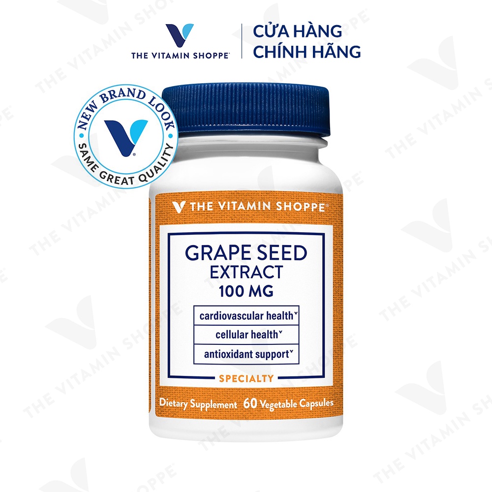 Viên uống chống oxy hóa THE VITAMIN SHOPPE Grape Seed Extract 100 MG 60/120 viên