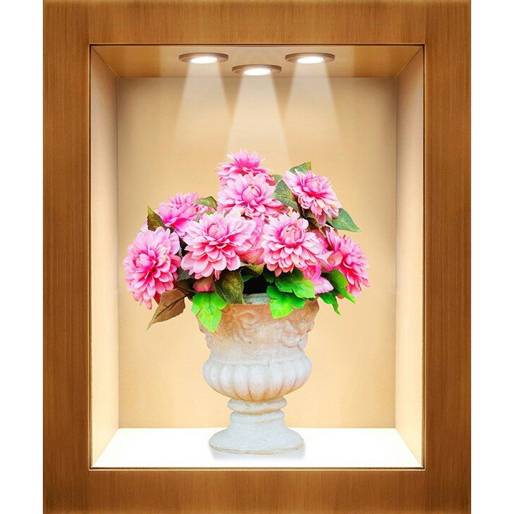 Bộ 3 tranh dán tường VTC Bình hoa Binh_3D_013 Kim sa