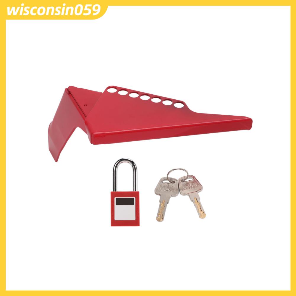 Wisconsin059 DN50‑DN200 Large Ball Valve Lock 38mm Padlock Set Safety Lockout Stainless Steel for 31‑76mm Pipe