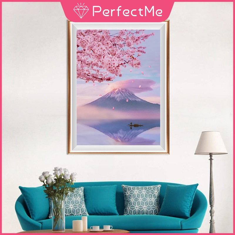 Bộ Tranh Đính Đá 5D Họa Tiết Phong Cảnh Nhật Bản Độc Đáo Kích Thước 40x50cm